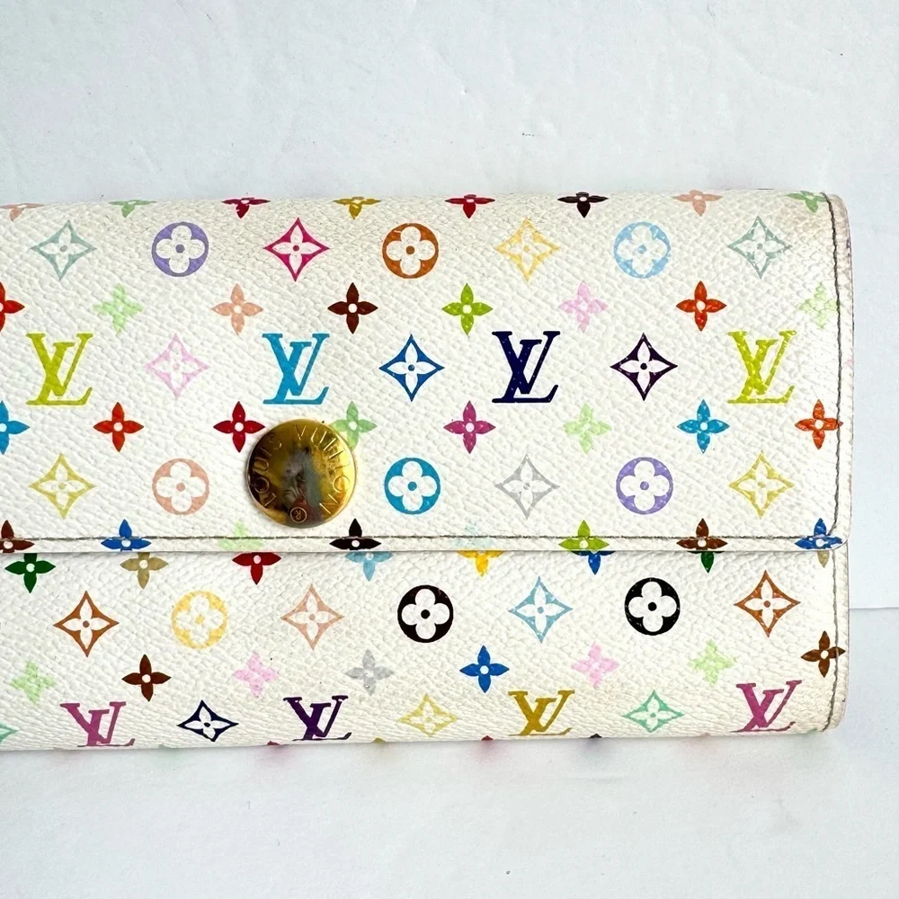 Louis Vuitton‎ Multicolor Sarah Wallet Takashi Murakami Blanc White Vintage Y2K